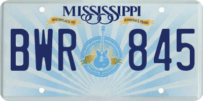 MS license plate BWR845
