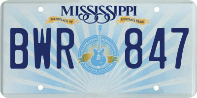 MS license plate BWR847