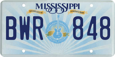 MS license plate BWR848