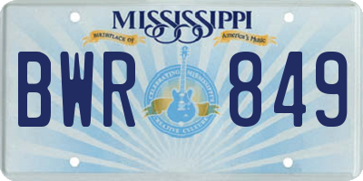 MS license plate BWR849