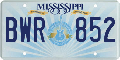 MS license plate BWR852
