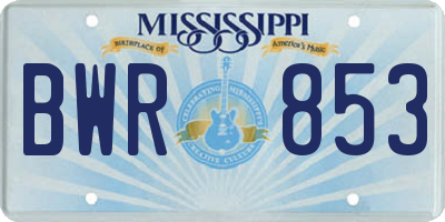 MS license plate BWR853