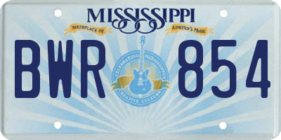 MS license plate BWR854