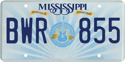 MS license plate BWR855