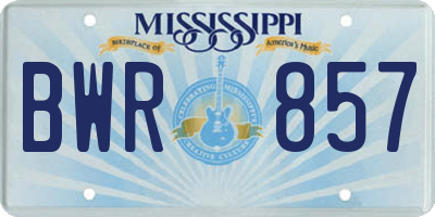 MS license plate BWR857
