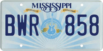 MS license plate BWR858