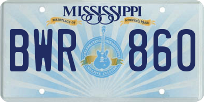 MS license plate BWR860
