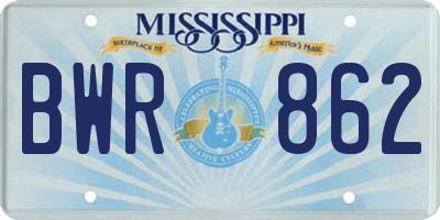 MS license plate BWR862