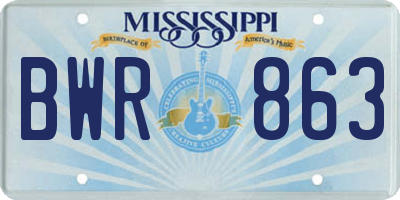 MS license plate BWR863