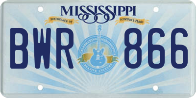 MS license plate BWR866