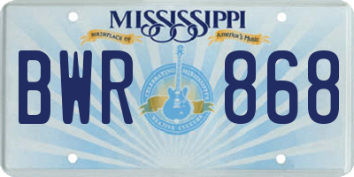 MS license plate BWR868