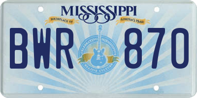 MS license plate BWR870