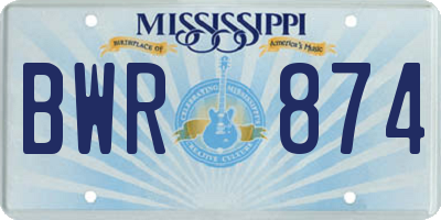 MS license plate BWR874