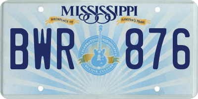 MS license plate BWR876