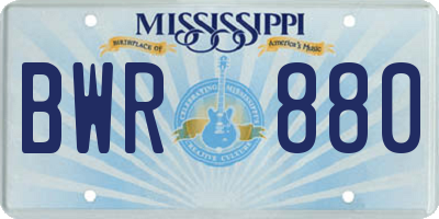 MS license plate BWR880