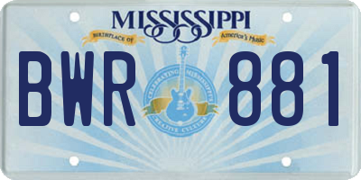 MS license plate BWR881