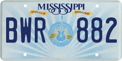 MS license plate BWR882