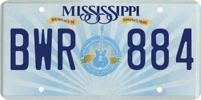 MS license plate BWR884