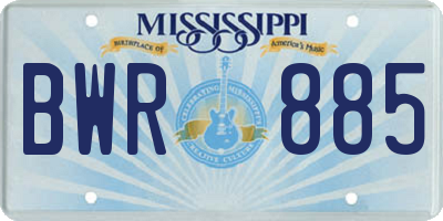 MS license plate BWR885