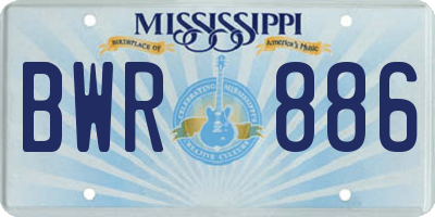 MS license plate BWR886