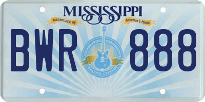 MS license plate BWR888