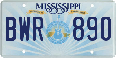 MS license plate BWR890