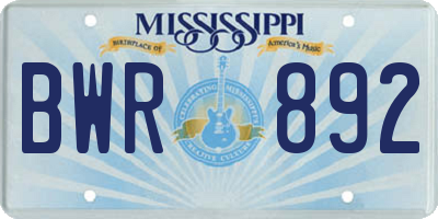 MS license plate BWR892