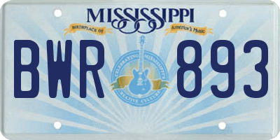MS license plate BWR893