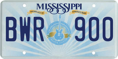 MS license plate BWR900