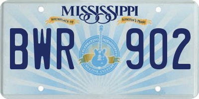 MS license plate BWR902