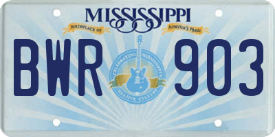 MS license plate BWR903