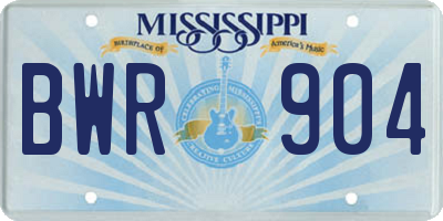 MS license plate BWR904