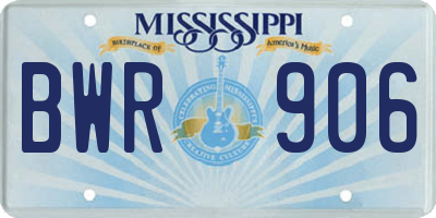 MS license plate BWR906