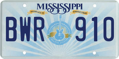 MS license plate BWR910