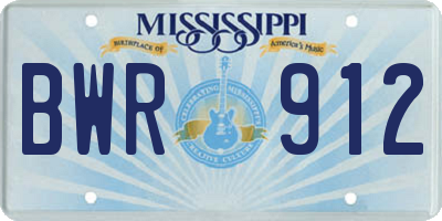 MS license plate BWR912