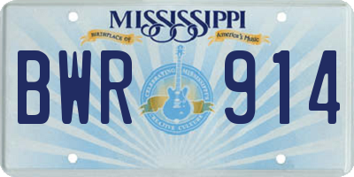 MS license plate BWR914