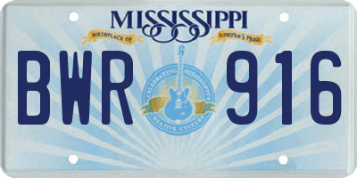 MS license plate BWR916
