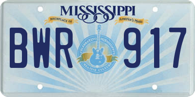MS license plate BWR917