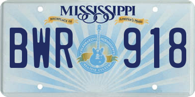 MS license plate BWR918