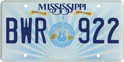 MS license plate BWR922