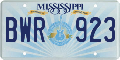 MS license plate BWR923