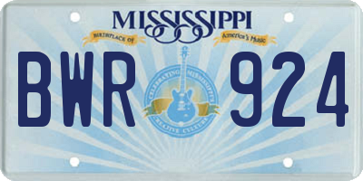 MS license plate BWR924