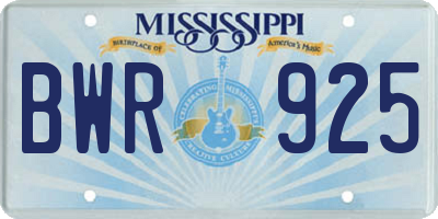 MS license plate BWR925