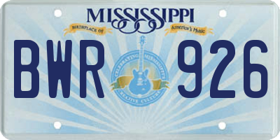 MS license plate BWR926
