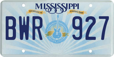 MS license plate BWR927