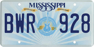 MS license plate BWR928
