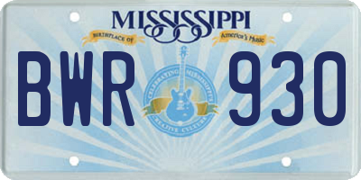 MS license plate BWR930
