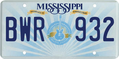 MS license plate BWR932