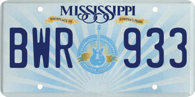 MS license plate BWR933