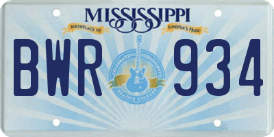 MS license plate BWR934